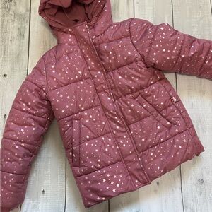 Joe Fresh Rose Pink Star-Print Puffer Jacket with Hood
